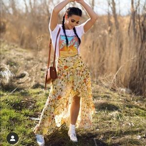 Spell & gypsy collective Sayulita yellow floral skirt small s